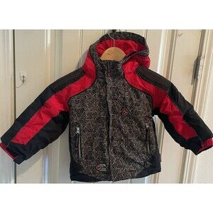 Obermeyer Snow Ski Rain Jacket Kids Size 3 Gray Black Red I—Grow Extended Wear